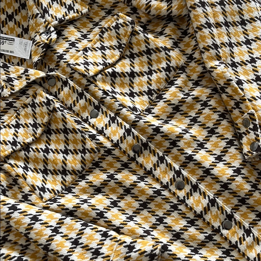 BB Dakota by Steve Madden Wool Yellow and Black Houndstooth Jacket - Picture 3 of 4